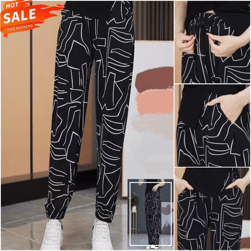 🔥【Kup 1, a 2 dostaniesz gratis】🔥【40-100 kg】Wiosna i lato 2025 Spodnie z luźnym wysokim stanem Ice Silk-4025686