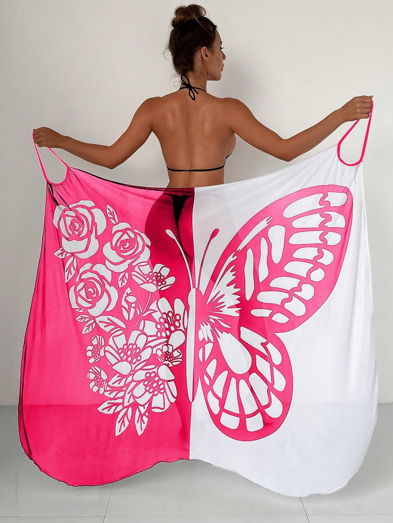 ✨【Nowy produkt ze zniżką】🦋🦋Nowe damskie szyfonowe narzutki przeciwsłoneczne z nadrukiem motyli na plażę 2025 3979177