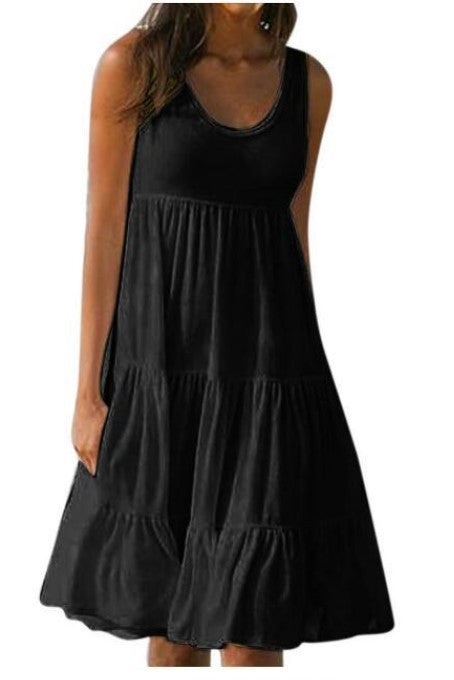 👗 【S-5XL】 Prosta sukienka w jednolitym kolorze