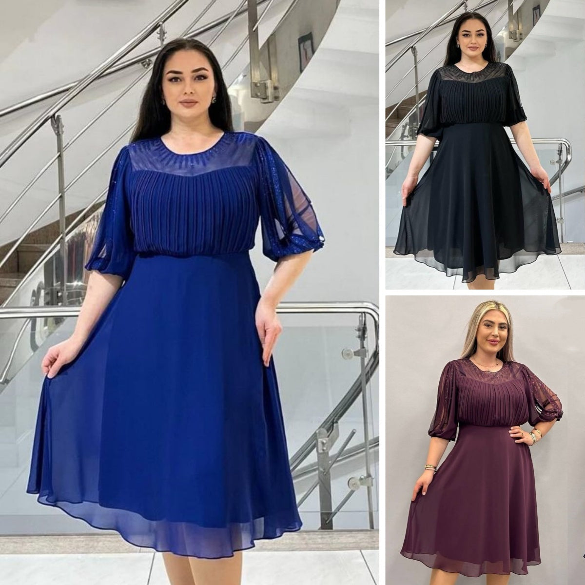【S-5XL】🥰Modna szyfonowa sukienka wyszczuplająca 3744842