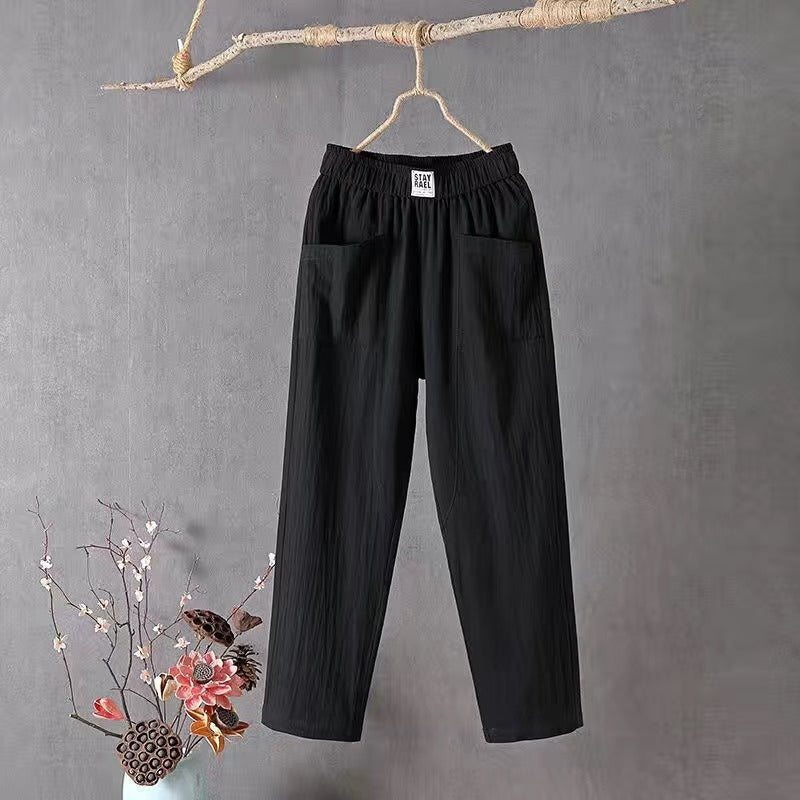 🌿🌈【M-4XL】2025 Wiosna Nowe Damskie Spodnie Szerokie Nogawki Wygodne Spodnie Casualowe-3928986