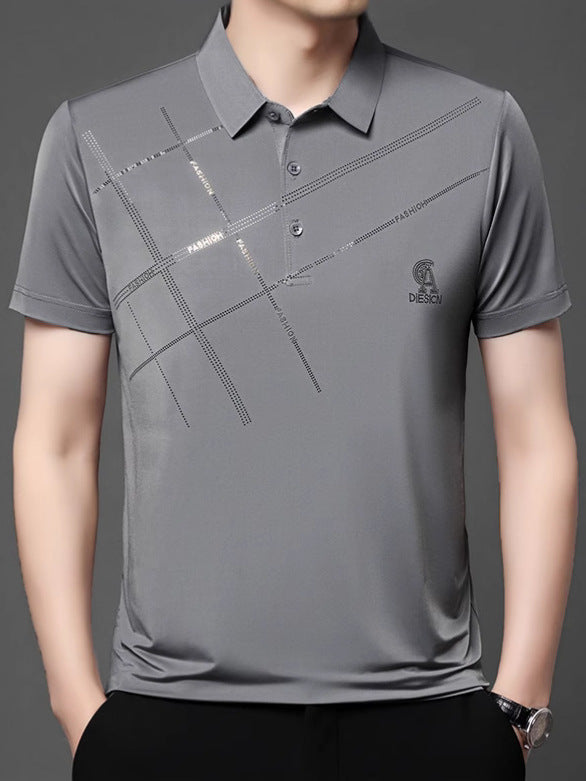 💥【Kup 1, a 2 dostaniesz gratis】👔【M-4XL】2025 Nowa męska casualowa koszulka polo z jedwabiu lodowcowego-4019142