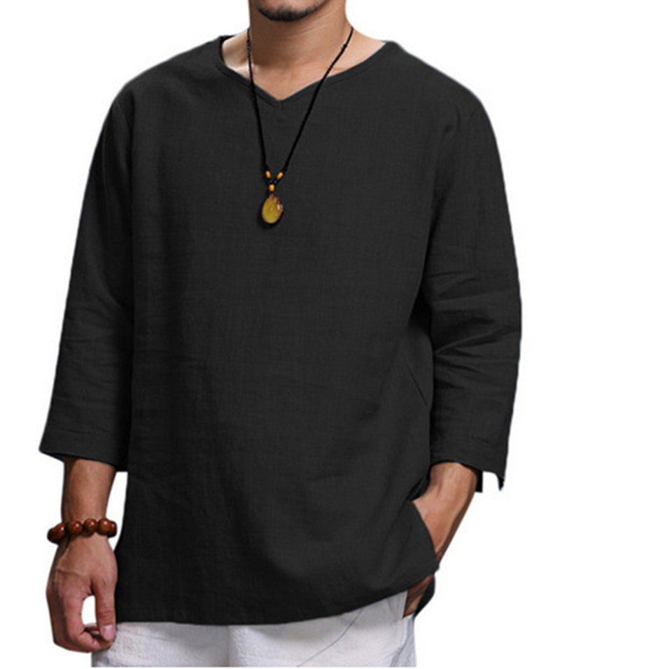 🌿【M-4XL】 Męska oddychająca koszula z bawełny i lnu 3565538