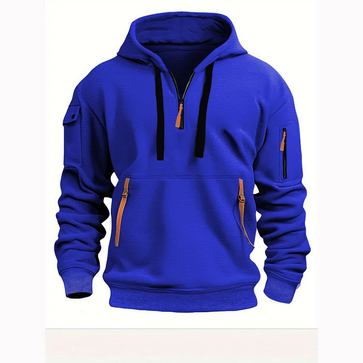 【S-5XL】Męska sportowa bluza z kapturem zapinana na zamek i wiele kieszeni 3782245