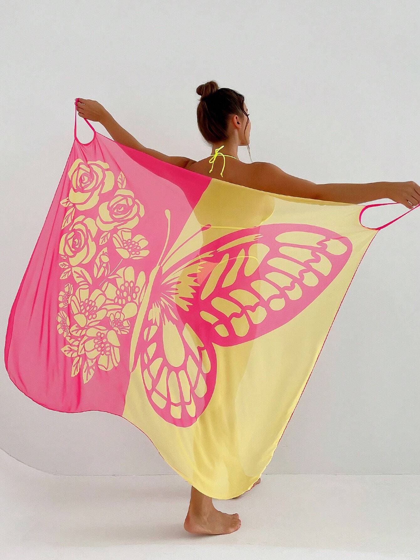 ✨【Nowy produkt ze zniżką】🦋🦋Nowe damskie szyfonowe narzutki przeciwsłoneczne z nadrukiem motyli na plażę 2025 3979177