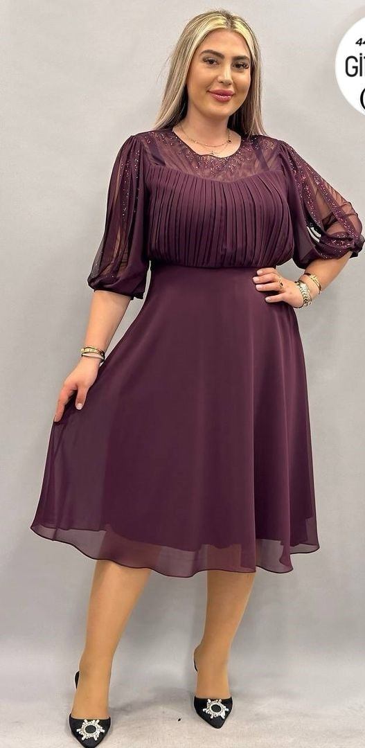 【S-5XL】🥰Modna szyfonowa sukienka wyszczuplająca 3744842