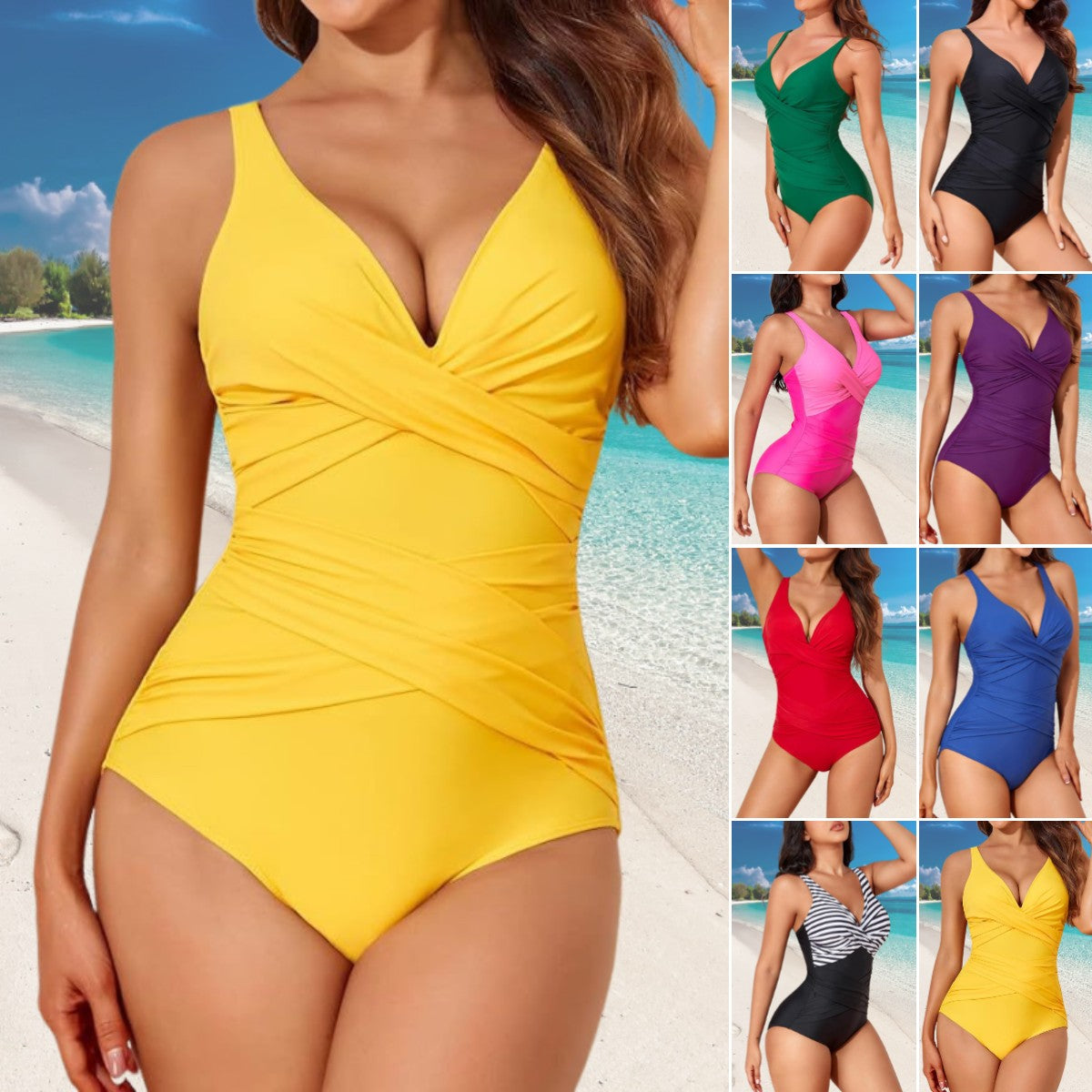 🩱🌴Seksowny, wyszczuplający, szybkoschnący jednoczęściowy kostium kąpielowy-3637465