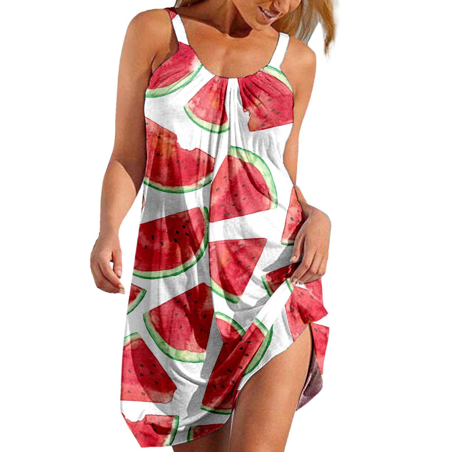 💟👗 Nowa sukienka casualowa z nadrukiem i ramiączkami-3612705