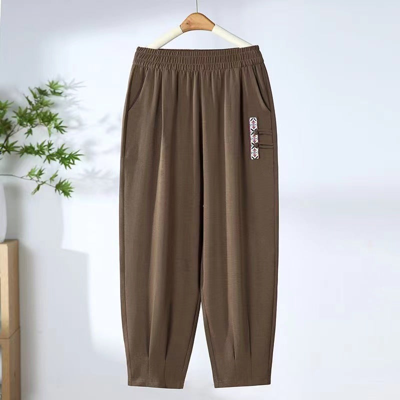 【M-4XL】 Nowe letnie cienkie bawełniane spodnie lniane z dziewięcioma punktami 3983377