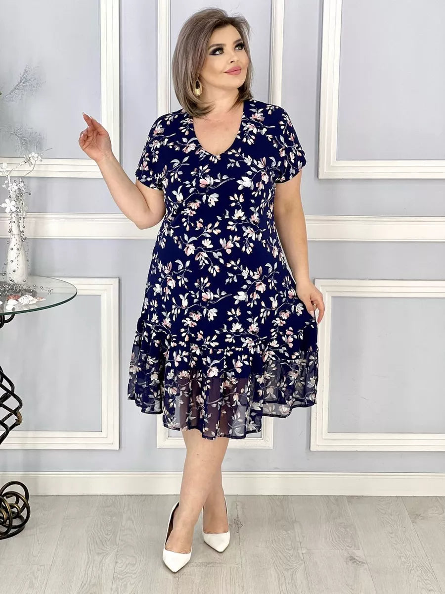 💟【S-5XL】👗Nowa modna i elegancka sukienka w kwiatowy print-3974513