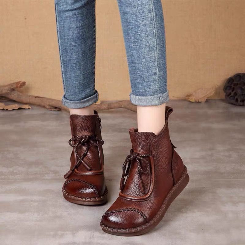 🔥✨【35-40】🌷👢2025 Wczesna jesień Nowość Przedsprzedaż🎉 Damskie buty vintage z miękkiej skóry-4091458
