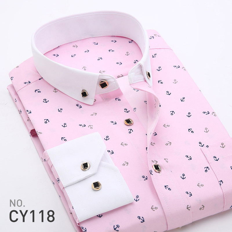 👔2024 Nowa oddychająca biznesowa koszula z nadrukiem casual dla mężczyzn nowa-3702810
