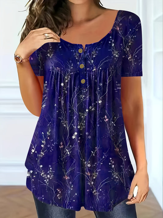 【Szezonváltó akció】📢🦋 Női mintás, ráncolt hosszú felső – elegancia, ami minden mozdulattal együtt mozog. 🌸