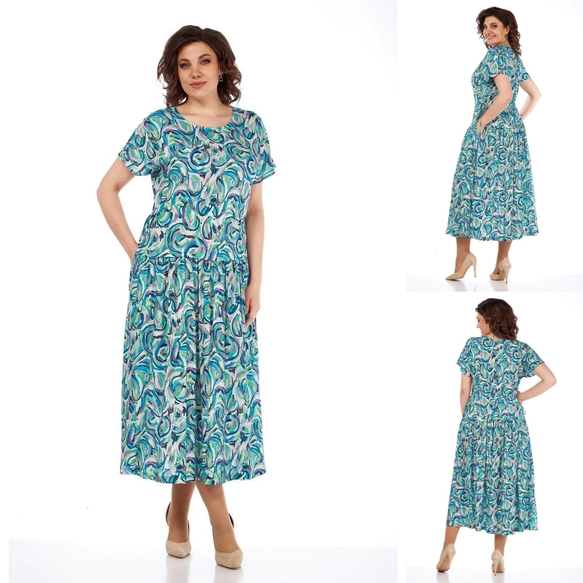 【🔥Najlepsza wyprzedaż】👗🌺【34-60】Letnia sukienka z szyfonu z nadrukiem-3698773
