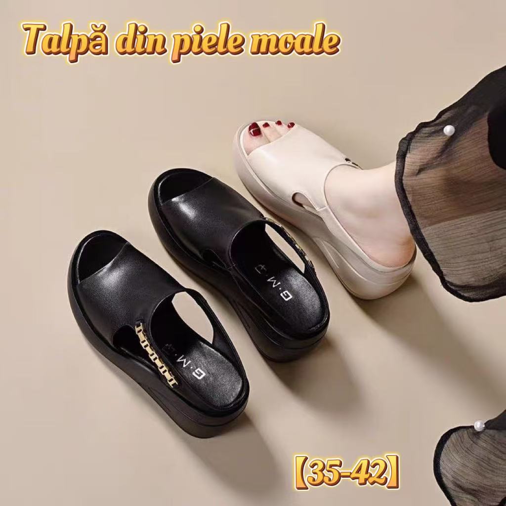 🔥【Ograniczona zniżka 49%】🥿🔥🥿【Kup 1, a 1 dostaniesz gratis】【35-42】Nowe damskie buty ze skóry naturalnej z grubą i miękką podeszwą, lato 2025, rzymskie buty plażowe-4040559