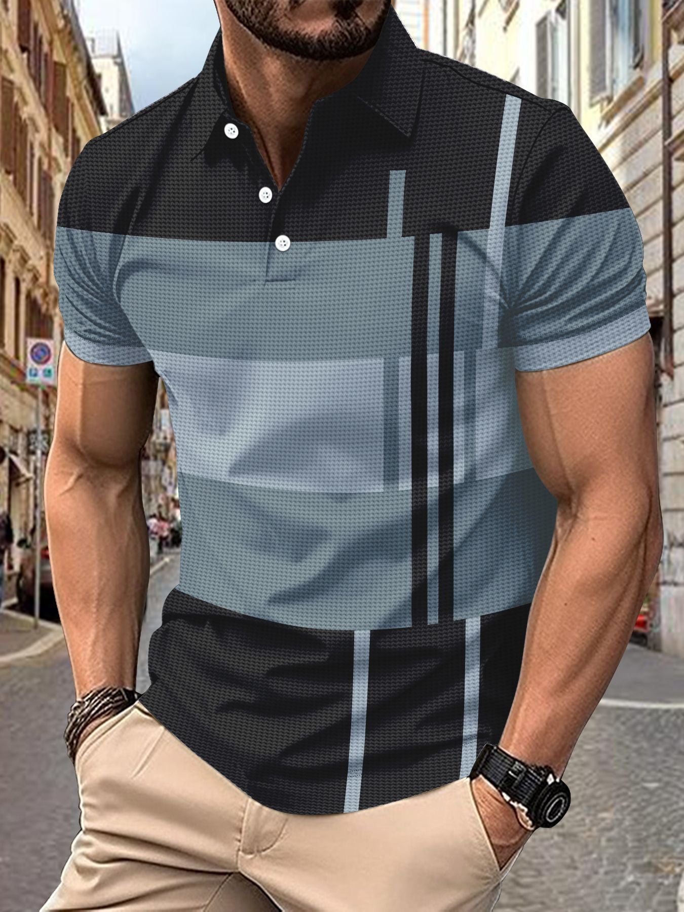 💥Sezónní nabídka 👕Pánské polo tričko s pruhy, krátkým rukávem a límečkem (S-5XL)