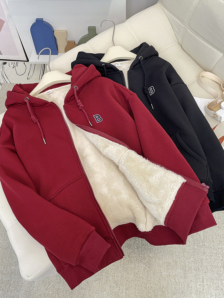 🔥⛄【M-2XL】2024 Jesienno-zimowa modna, pogrubiona i aksamitna damska codzienna kurtka z kapturem-3792203