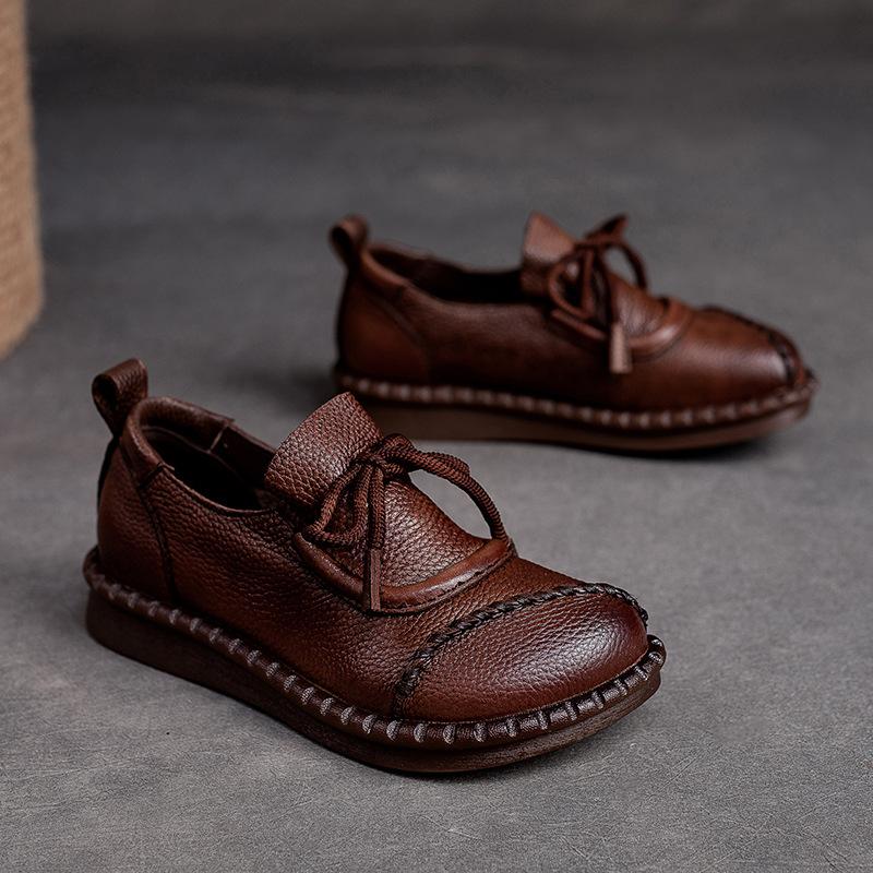 【35-40】 2024 Nowe damskie skórzane buty z miękką podeszwą-3573398