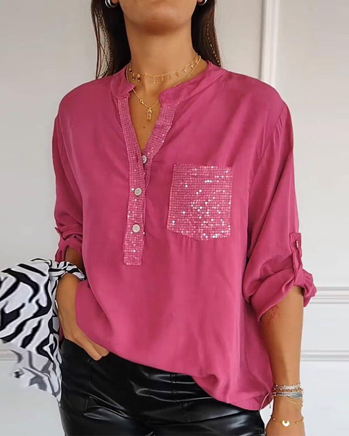 【S-5XL】2024 noua camasa casual cu decolteu in V de culoare solida-3597620