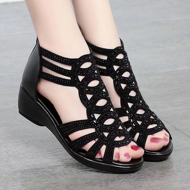 👡【Kup 1, a 2 dostaniesz gratis】【35-40】 Sandały średniej wysokości, oddychające, miękka podeszwa, miękka skóra, modna elastyczność-3931816