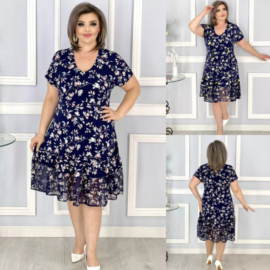💟【S-5XL】👗Nowa modna i elegancka sukienka w kwiatowy print-3974513