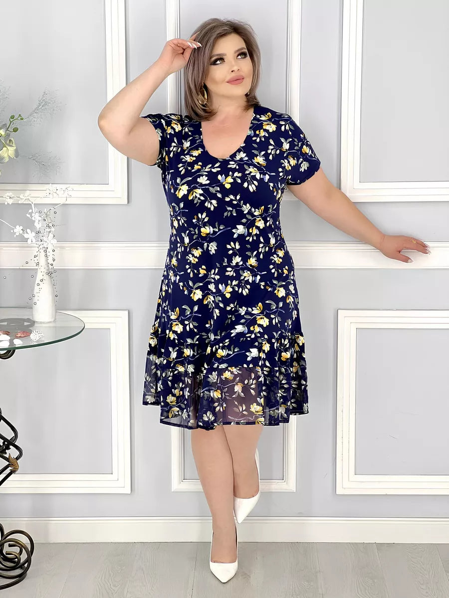 💟【S-5XL】👗Nowa modna i elegancka sukienka w kwiatowy print-3974513