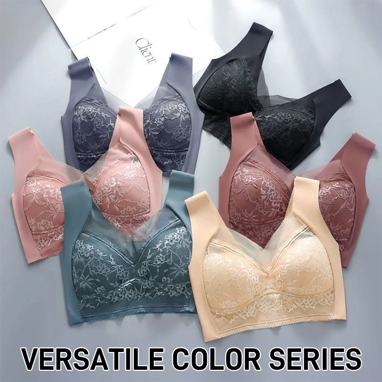 🥰【1 komplet 4 sztuki】👙【40-110 KG】Damski wygodny, bezszwowy koronkowy biustonosz-3891222