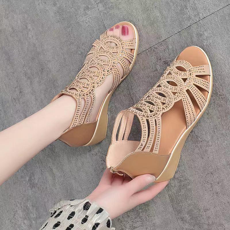 👡【Kup 1, a 2 dostaniesz gratis】【35-40】 Sandały średniej wysokości, oddychające, miękka podeszwa, miękka skóra, modna elastyczność-3931816