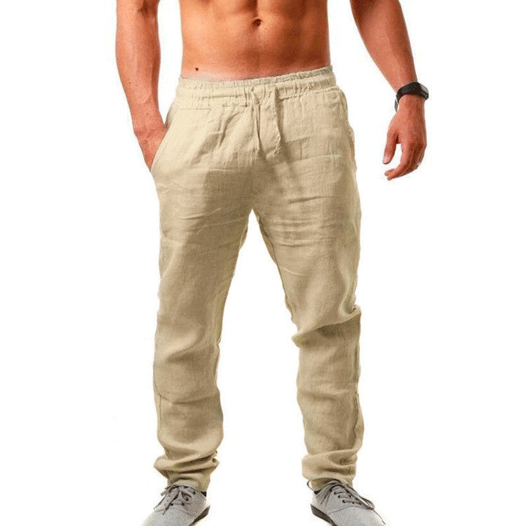 💥👖【S-4XL】 2025 nowe letnie męskie luźne, oddychające, codzienne spodnie sportowe wykonane z bawełny i lnu💨-3990972