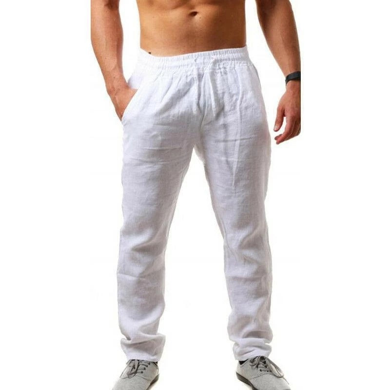 💥👖【S-4XL】 2025 nowe letnie męskie luźne, oddychające, codzienne spodnie sportowe wykonane z bawełny i lnu💨-3990972
