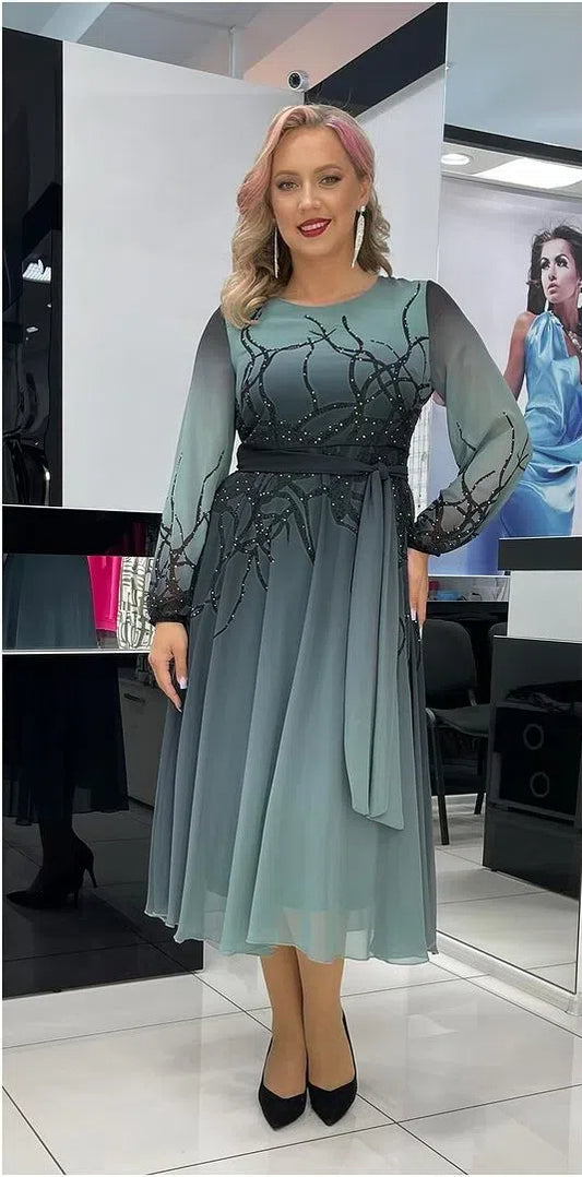 👗✨【S-5XL】🔥Luksusowa spódnica z szyfonu barwionego kryształkami🔥Nadaje się na oficjalne okazje