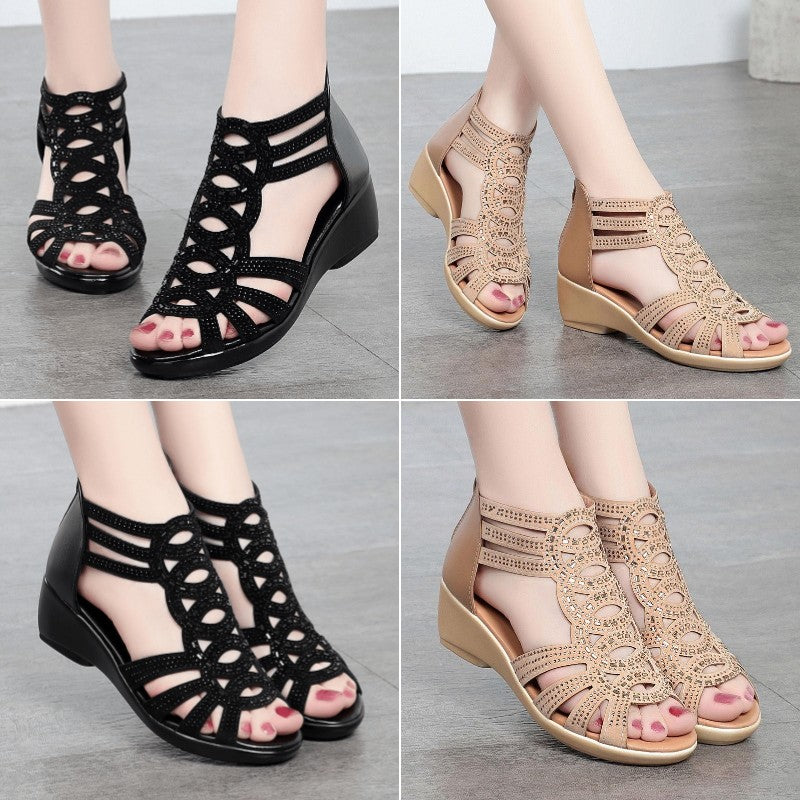 👡【Kup 1, a 2 dostaniesz gratis】【35-40】 Sandały średniej wysokości, oddychające, miękka podeszwa, miękka skóra, modna elastyczność-3931816