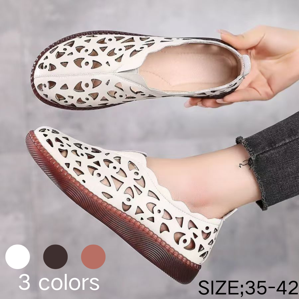 👡【Kup 1, a 2 dostaniesz gratis】🔥【35-42】Damskie buty retro z okrągłym noskiem i oddychającą cholewką-4007383