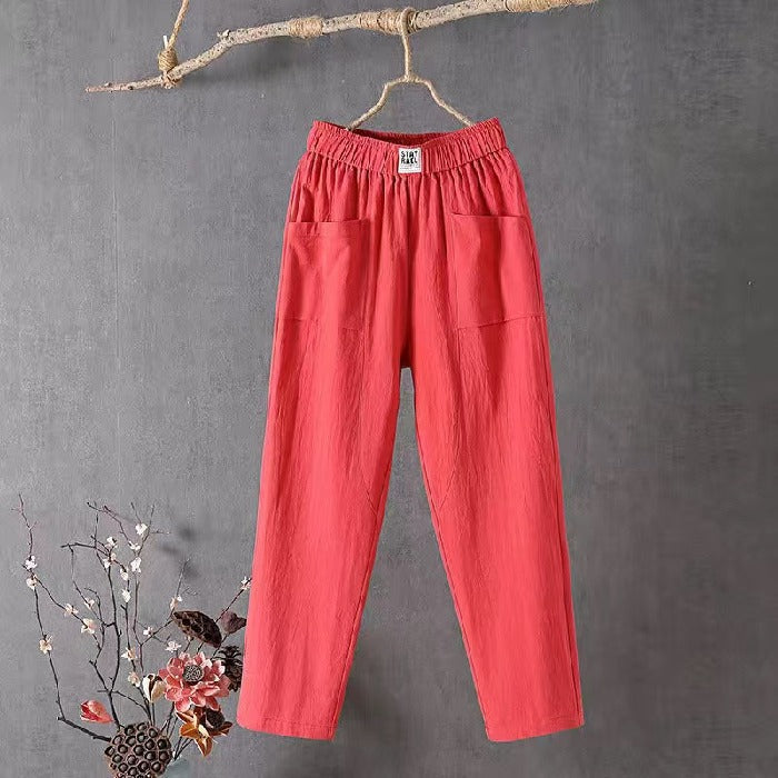 🌿🌈【M-4XL】2025 Wiosna Nowe Damskie Spodnie Szerokie Nogawki Wygodne Spodnie Casualowe-3928986