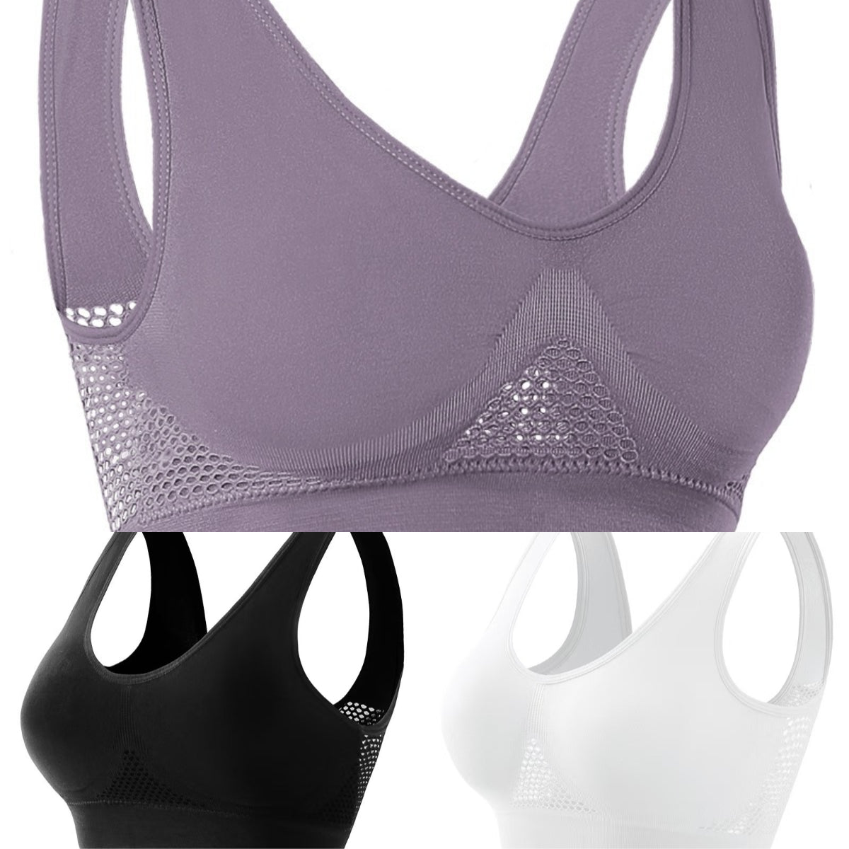 🥰【3 szt.】Biustonosz sportowy w dużym rozmiarze, oddychający✨❤️【40-120KG】-4223508