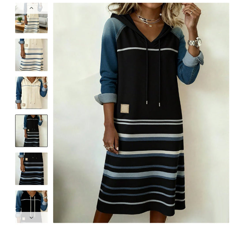 š„ćS-3XLćNowa, najlepiej sprzedajÄ
ca siÄ bluza z kapturem z denimu w bloki kolorów 4165919