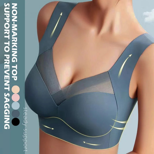 🎽 【50% zniżki】Biustonosz push-up z lodowego jedwabiu bez fiszbin, duży rozmiar-3906384