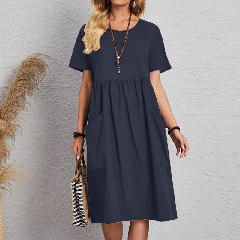 ☀️ Letní speciální nabídka【S-4XL】Elegantní bavlněno-lněné letní šaty – pohodlné, vzdušné a s lichotivým střihem.