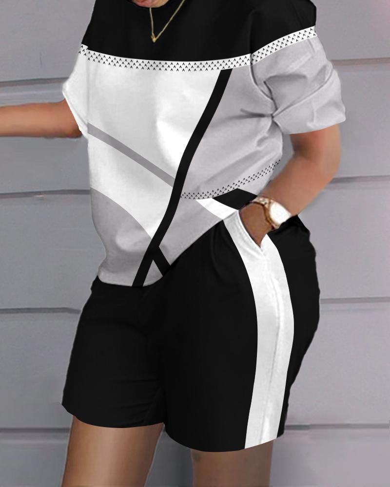 😍 【S-4XL】 Garnitur casual w stylu hip-hopowym (top + spodenki) 3710545