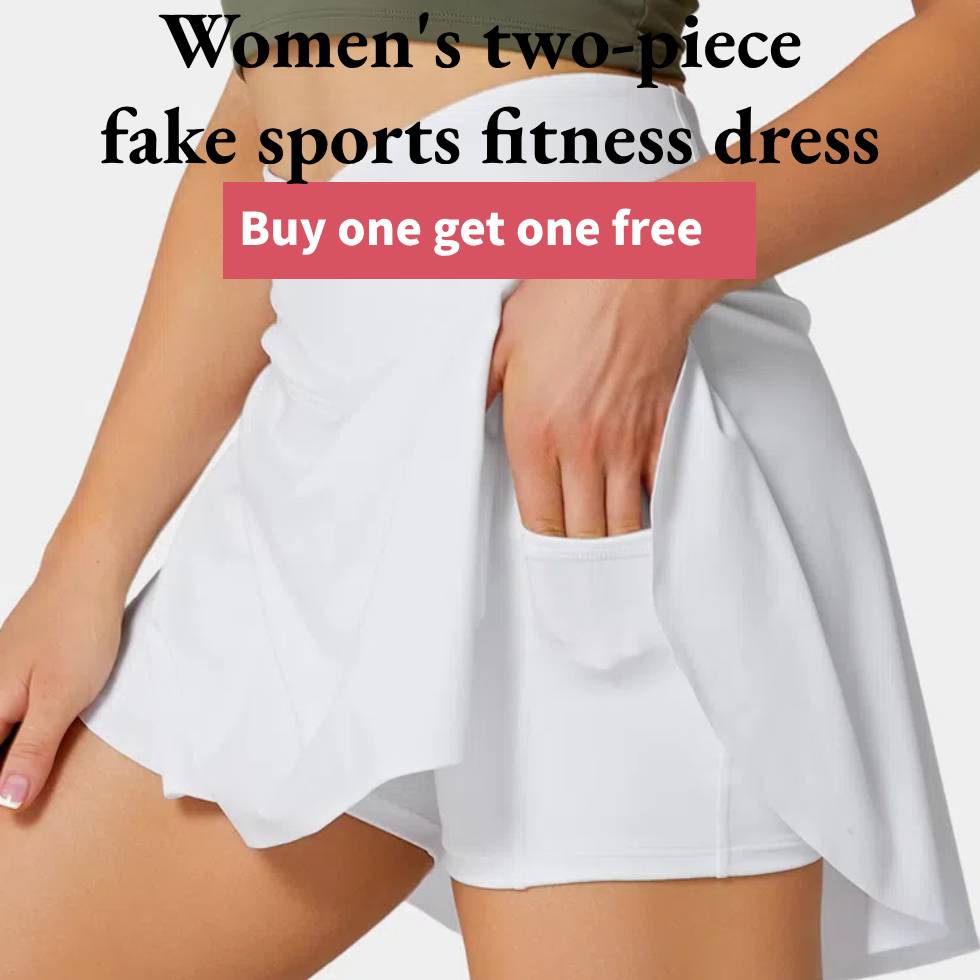 【Kup jeden, a drugi dostaniesz za darmo】Damska dwuczęściowa imitacja sportowej sukienki fitness-3616550