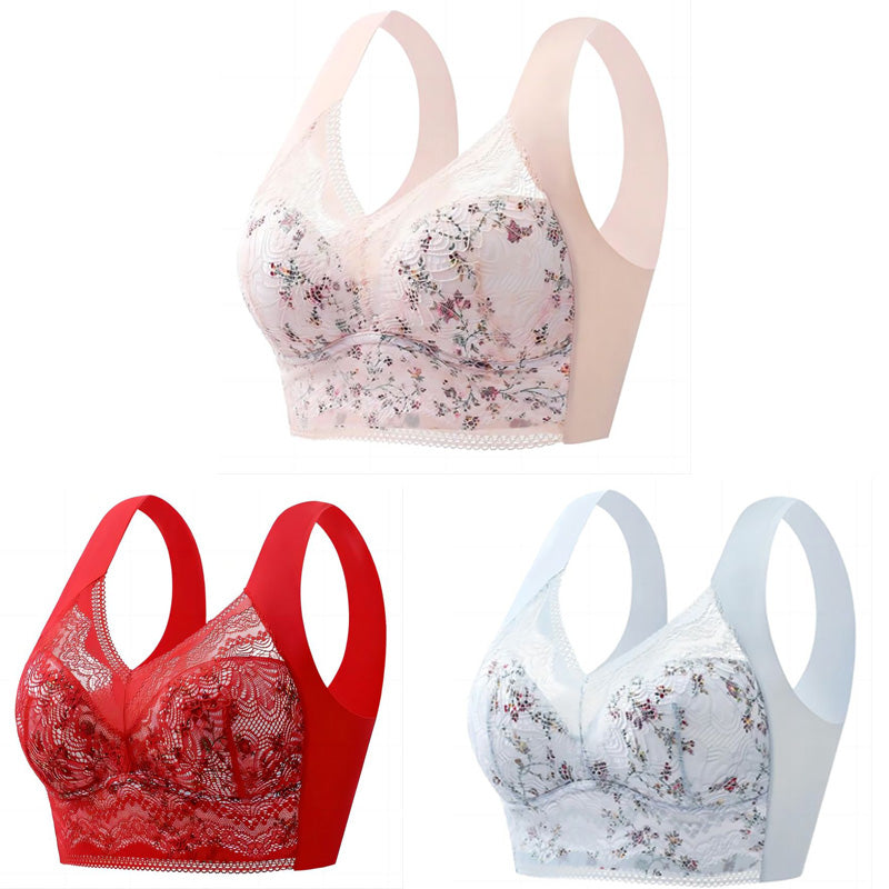 💕🎁【40kg-100kg】Oddychający, regulowany, bezszwowy biustonosz z lodowego jedwabiu w dużych rozmiarach