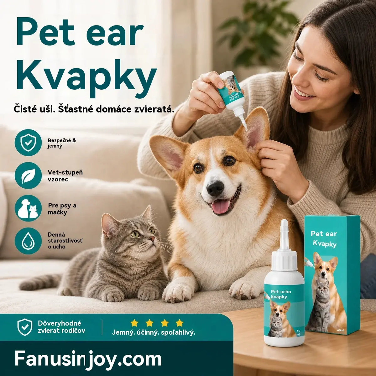 ⏳【Kupte 1 a získejte 1 zdarma】 🐱🐶 Jemné kapky na čištění uší pro domácí zvířata – Rozlučte se s onemocněními zevního zvukovodu