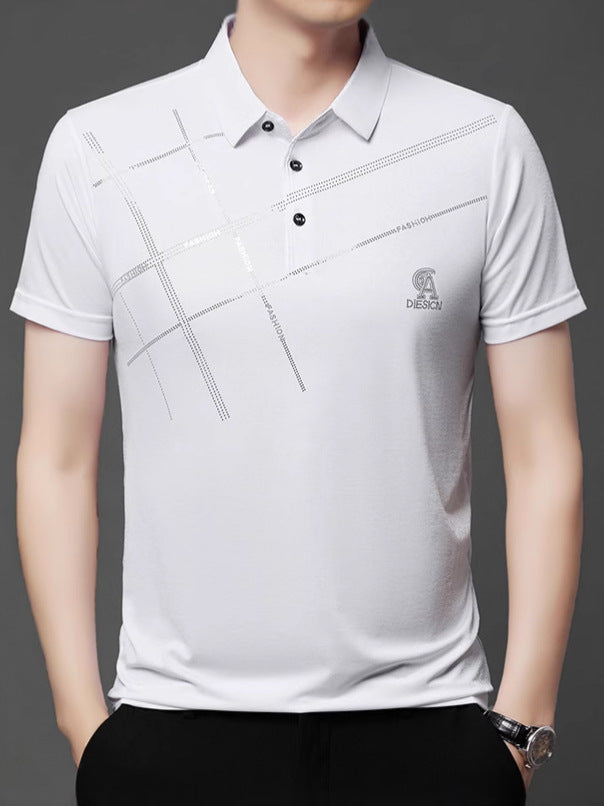 💥【Kup 1, a 2 dostaniesz gratis】👔【M-4XL】2025 Nowa męska casualowa koszulka polo z jedwabiu lodowcowego-4019142
