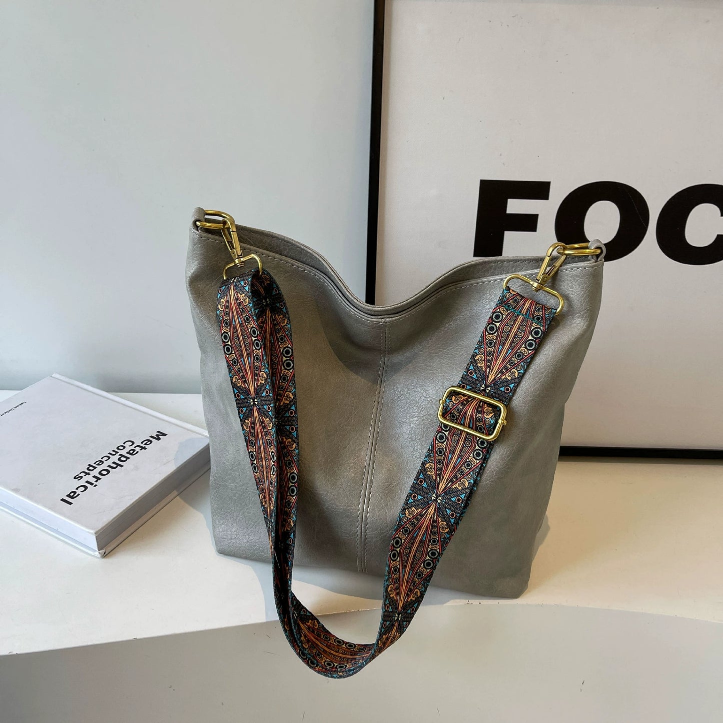🔥👜【Ograniczona ilość】2025 Nowa torba na ramię w stylu retro z geometrycznym wzorem, duża, modna damska-3954652