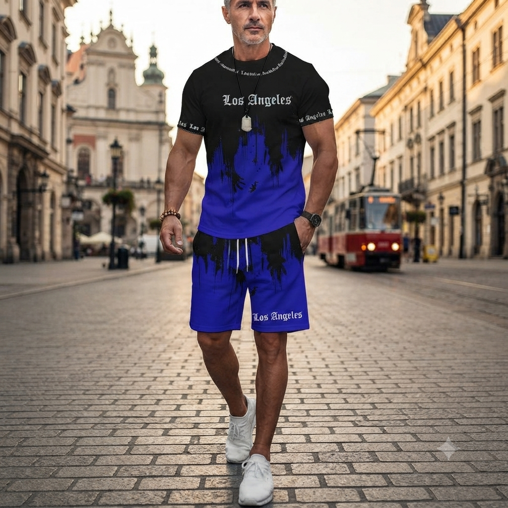 【Platba na dobírku】Pánská dvoudílná letní sportovní sada – pohodlné tričko s krátkým rukávem a kraťasy pro běžné nošení a odpočinek