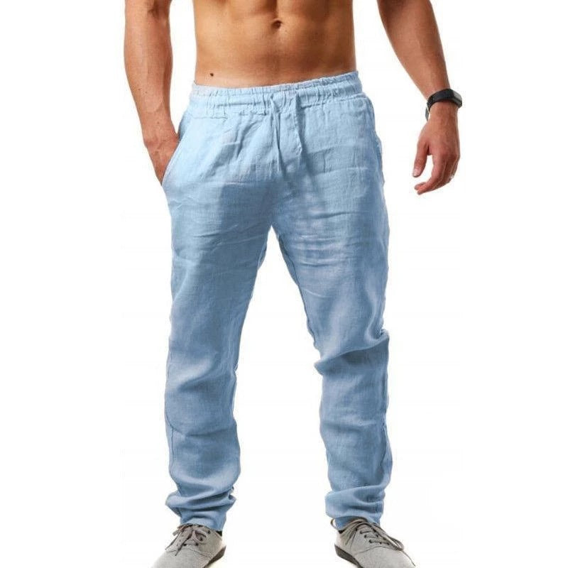 💥👖【S-4XL】 2025 nowe letnie męskie luźne, oddychające, codzienne spodnie sportowe wykonane z bawełny i lnu💨-3990972