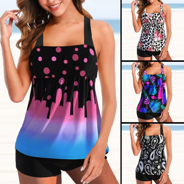 🎀【S~5XL】👙👙2024 nowy strój kąpielowy w dużym rozmiarze z nadrukiem split-3624059
