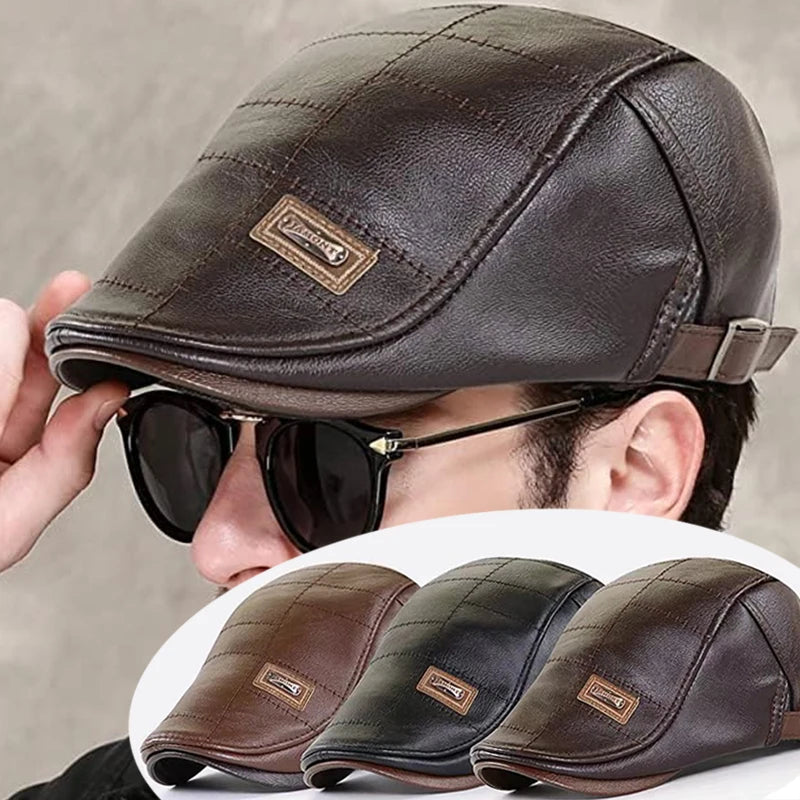 🧢【Compra 1 y obten 1 gratis】🔥 Boina de cuero vintage de primera calidad-4125332