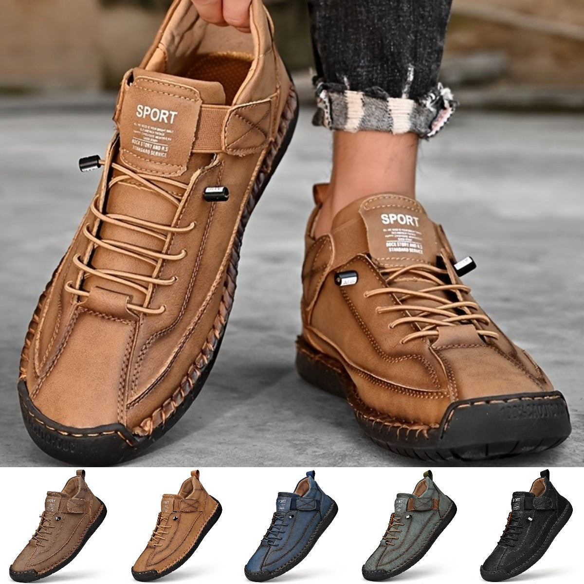【30% OFF】【38-48】Casual obuwie męskie na co dzień, robocze, outdoorowe, szyte buty-3866141