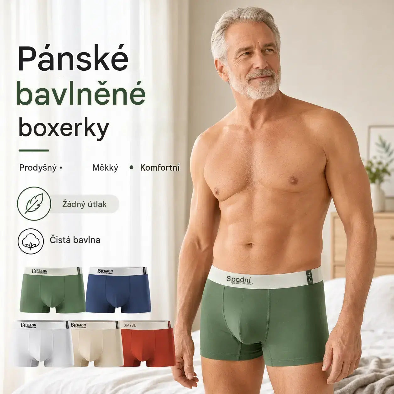 🌟【6 kusů v balení – 660 Kč】🧊 Pohodlné a prodyšné pánské boxerky se středním pasem
